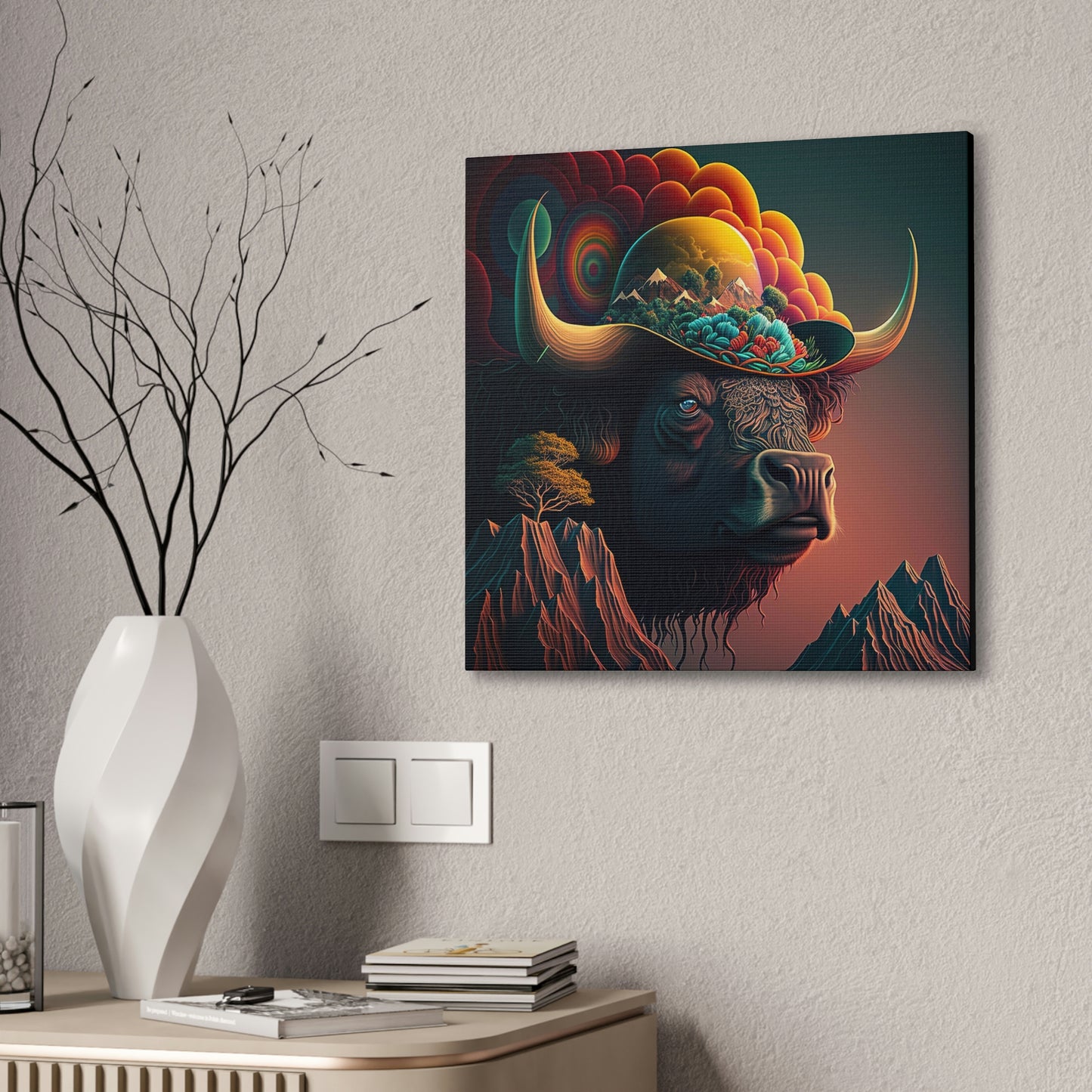 Father Bison Print Art, Buffalo Wall Art, Bison Print Wildlife Art, Ai Bison Painting for Home Decor, Buffalo Lover Gift