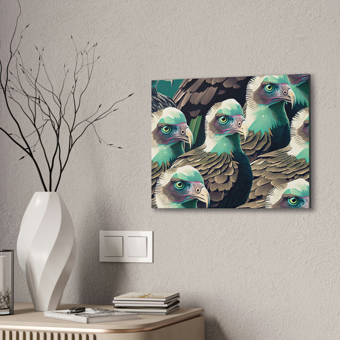 Vultures Pastel Canvas Wall Art, Vulture Decor Bird Wall Art, Colorful Birds Wall Decor, Nature Wall Art, Bird Lover Gift