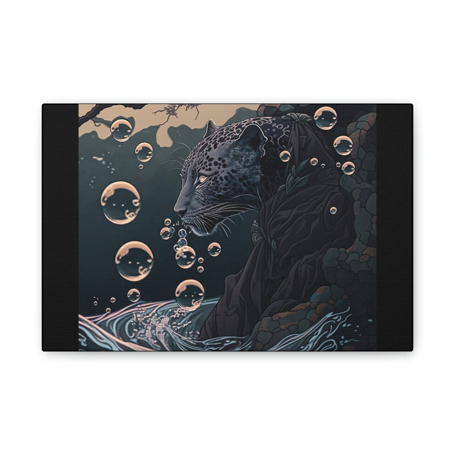 Bubble Black Panther Canvas Print , Panther Canvas Painting , Panther Wall Art , Room Wall decor , Ready to Hang Canvas Print