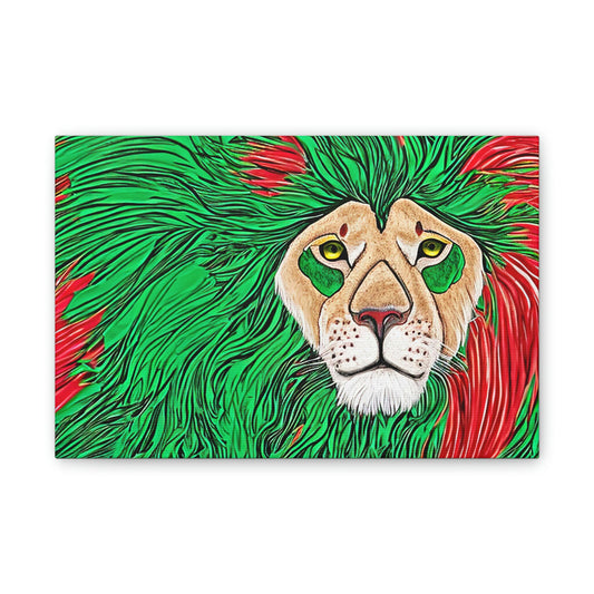 Green Lion Canvas Wall Art, Wall Decor, Abstract Lion Canvas Print, Living Room Lion Art, animal kingdom Canvas print, ready to hang decor