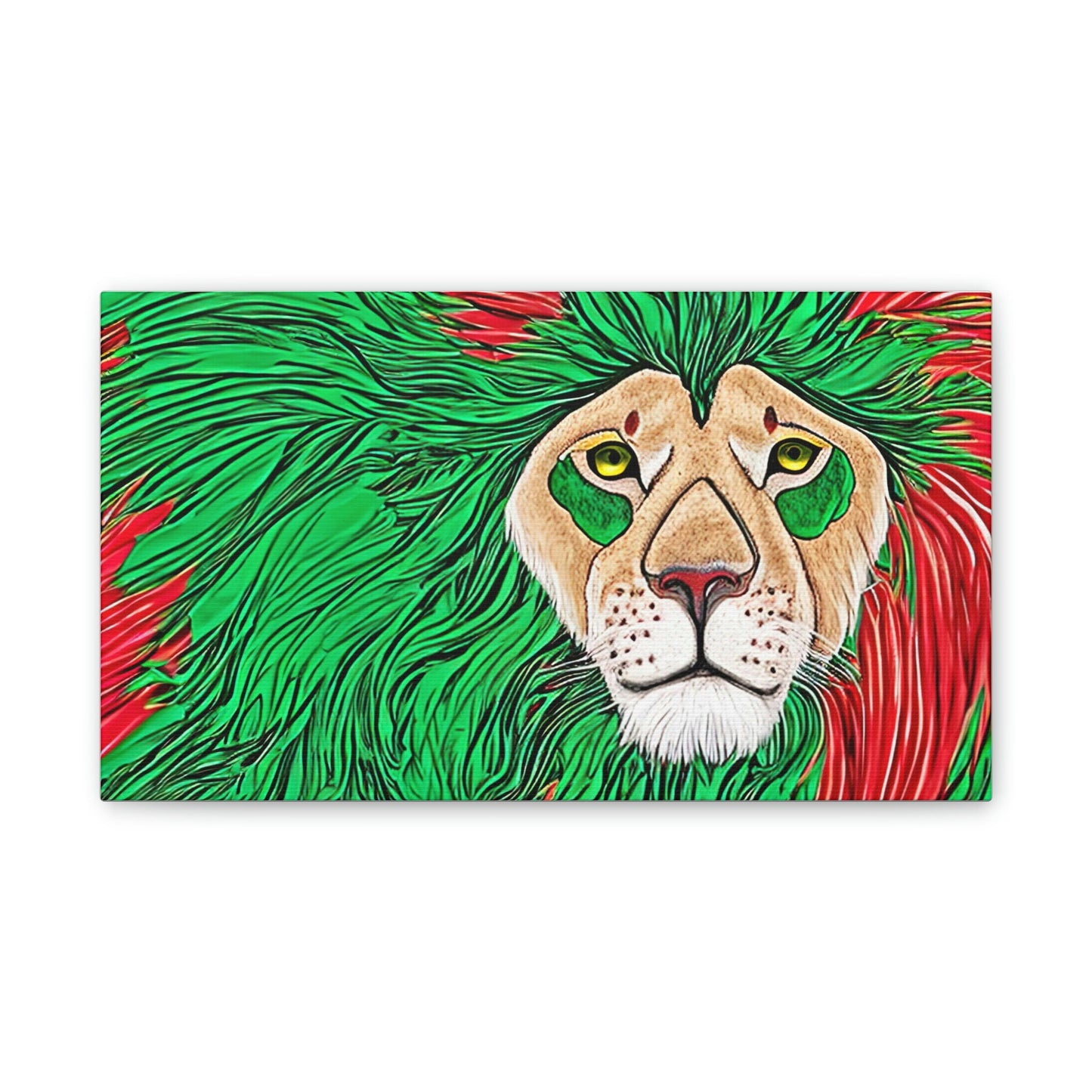 Green Lion Canvas Wall Art, Wall Decor, Abstract Lion Canvas Print, Living Room Lion Art, animal kingdom Canvas print, ready to hang decor