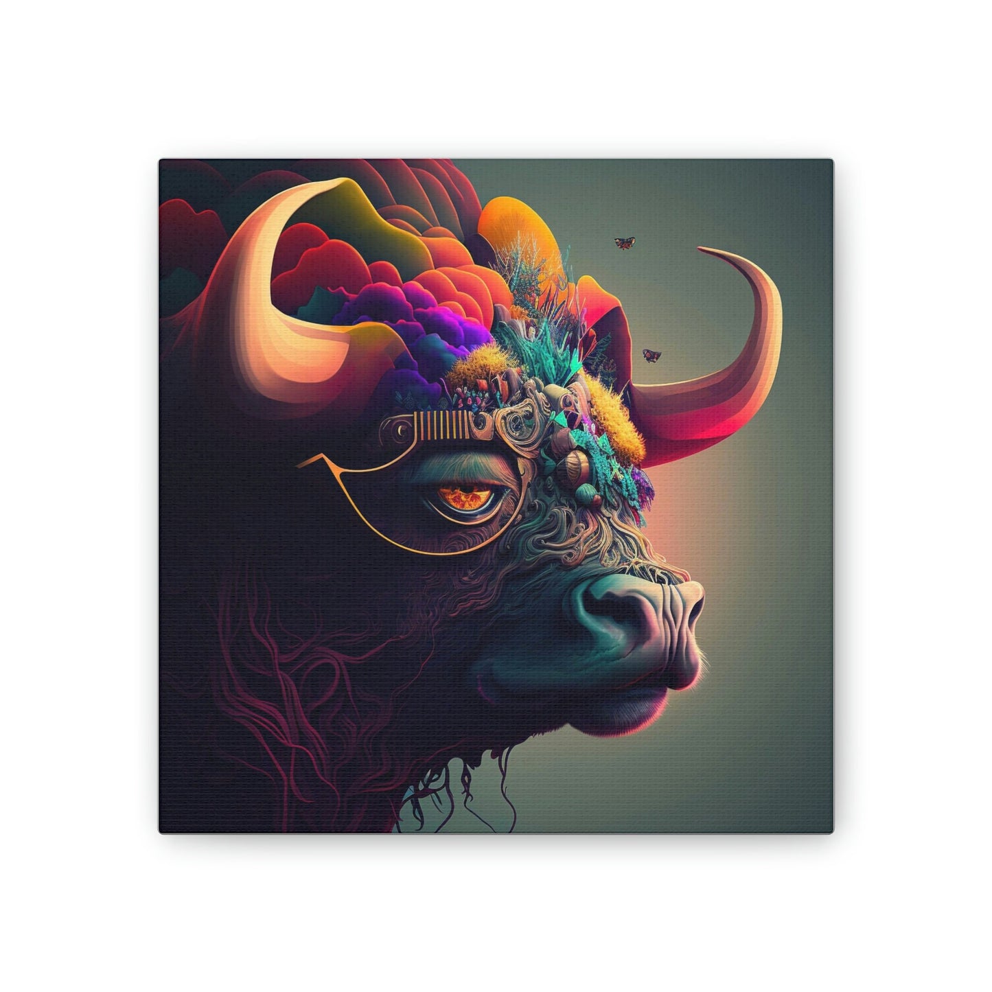 Mother Bison Print Art, Buffalo Wall Art, Bison Illustration Art Print, Ai Bison Painting for Home Decor, Animal Lover Gift