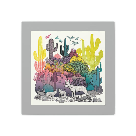 Coyote Art Print, Cactus Art Print, Nature Wall Art, Wildlife Art, Animal Wall Decor, Gallery Wall Prints, Animal Lover Gift