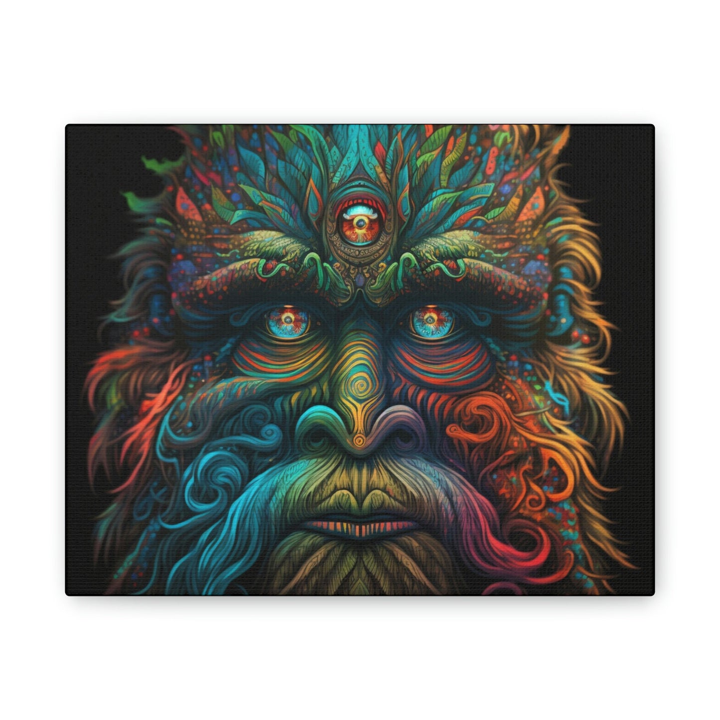 Psychedelic Third Eye Wall Art, Sasquatch Canvas Wall Art, Colorful Trippy Art Animal Wall Decor, Monster Art, Animal Lover Gift