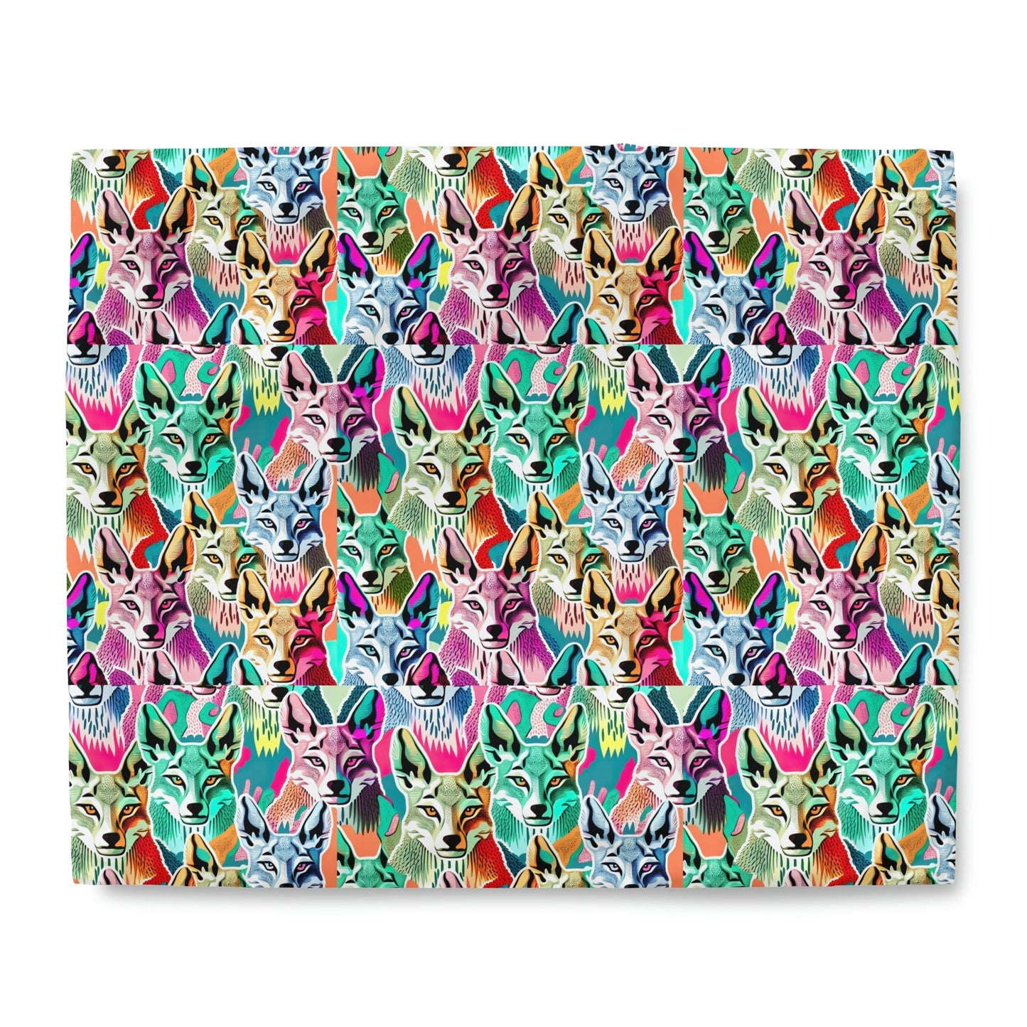 Coyote Colorful Duvet Cover, Wolf Printed Duvet Cover, Animal King Size Duvet, Designer Duvet Cover, Animal Lover Gift