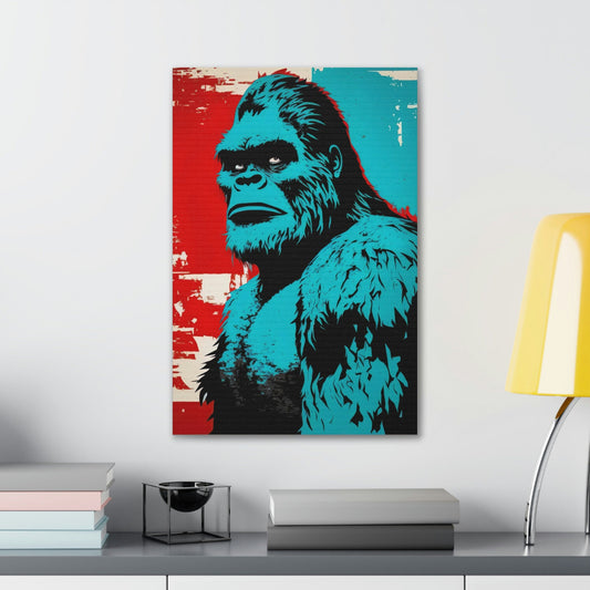 Red White Blue Pop Squatch, Colorful Sasquatch Monster Art, Sasquatch Canvas Painting Print, Wildlife Animal Wall Decor