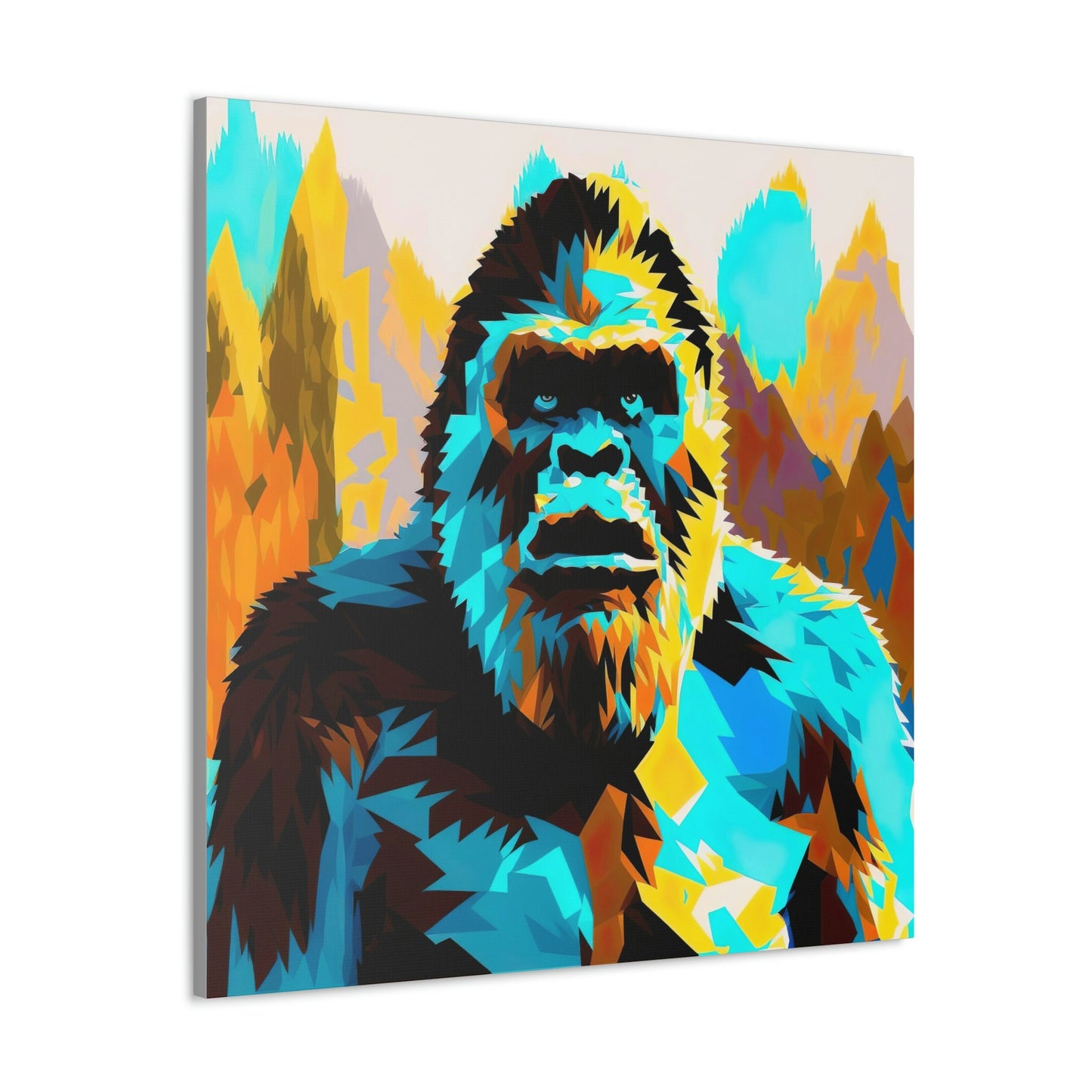 Colorful Sasquatch Decal, Pop Art Wall Art, Forestry Sasquatch Canvas Art, Animal Lover Gift, Forest Painting of Sasquatch