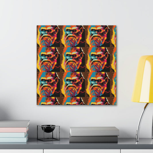 Retro Sasquatch Pop Art, Colorful Sasquatch Canvas Art, Animal Pop Art Wall Art, Monster Wall Decal, Rainbow Color Canvas Art