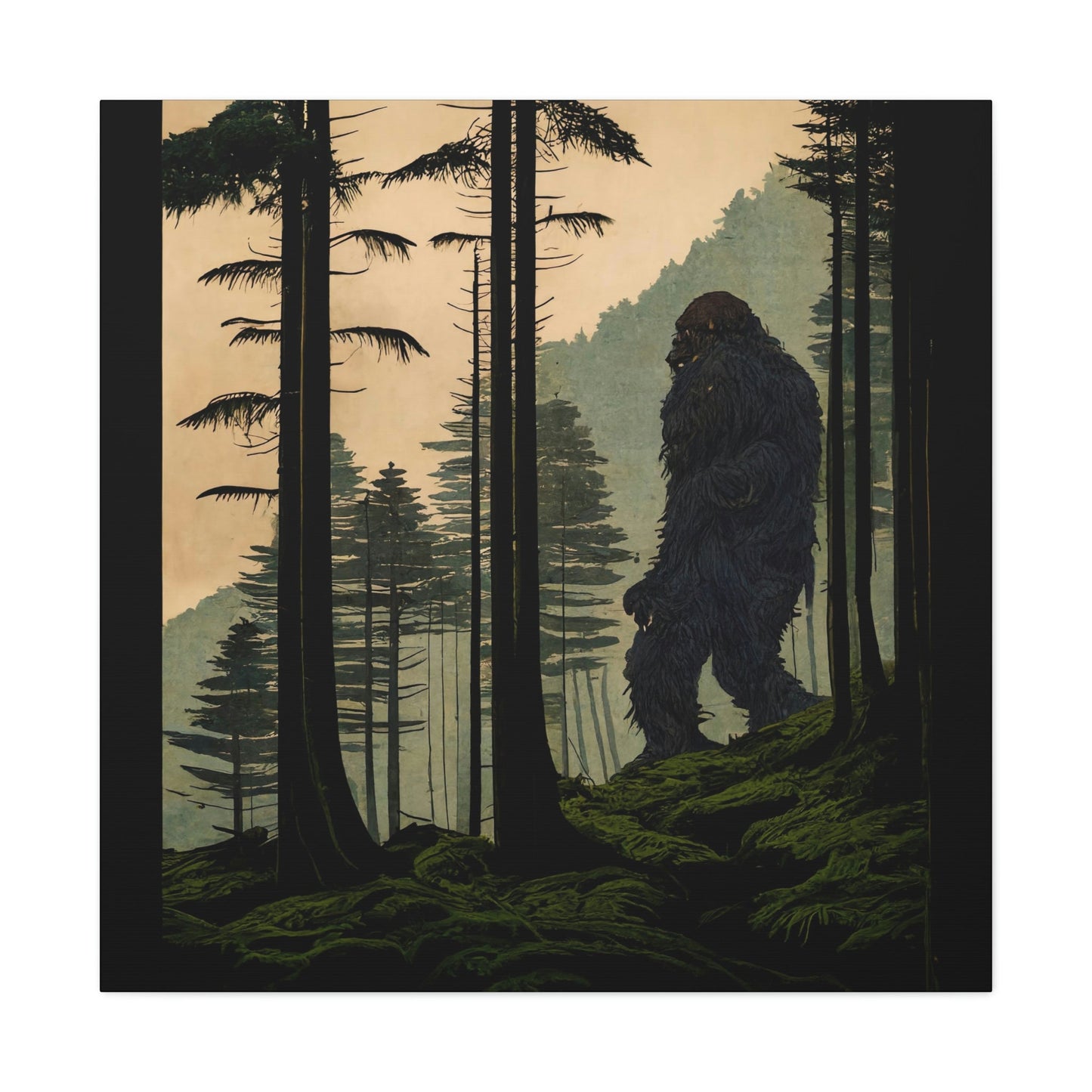 Sasquatch Forest Giant Wall Art, Large Canvas Print, Forest Painting On Canvas, Animal Wall Decor, Sasquatch Gifts Canvas