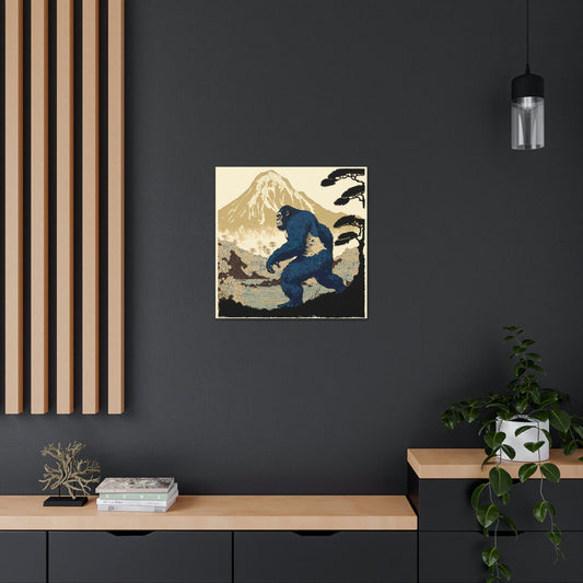 Sasquatch Japan Animal Wall Decor, Mountain Painting On Canvas, Above Bed Wall Decor, Sasquatch Gifts Canvas