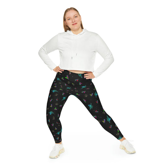 Coyote Space Cactus Spandex Leggings for Women, Wolf Howling Printed Leggings, Moon Leggings, Yoga Fitness Leggings