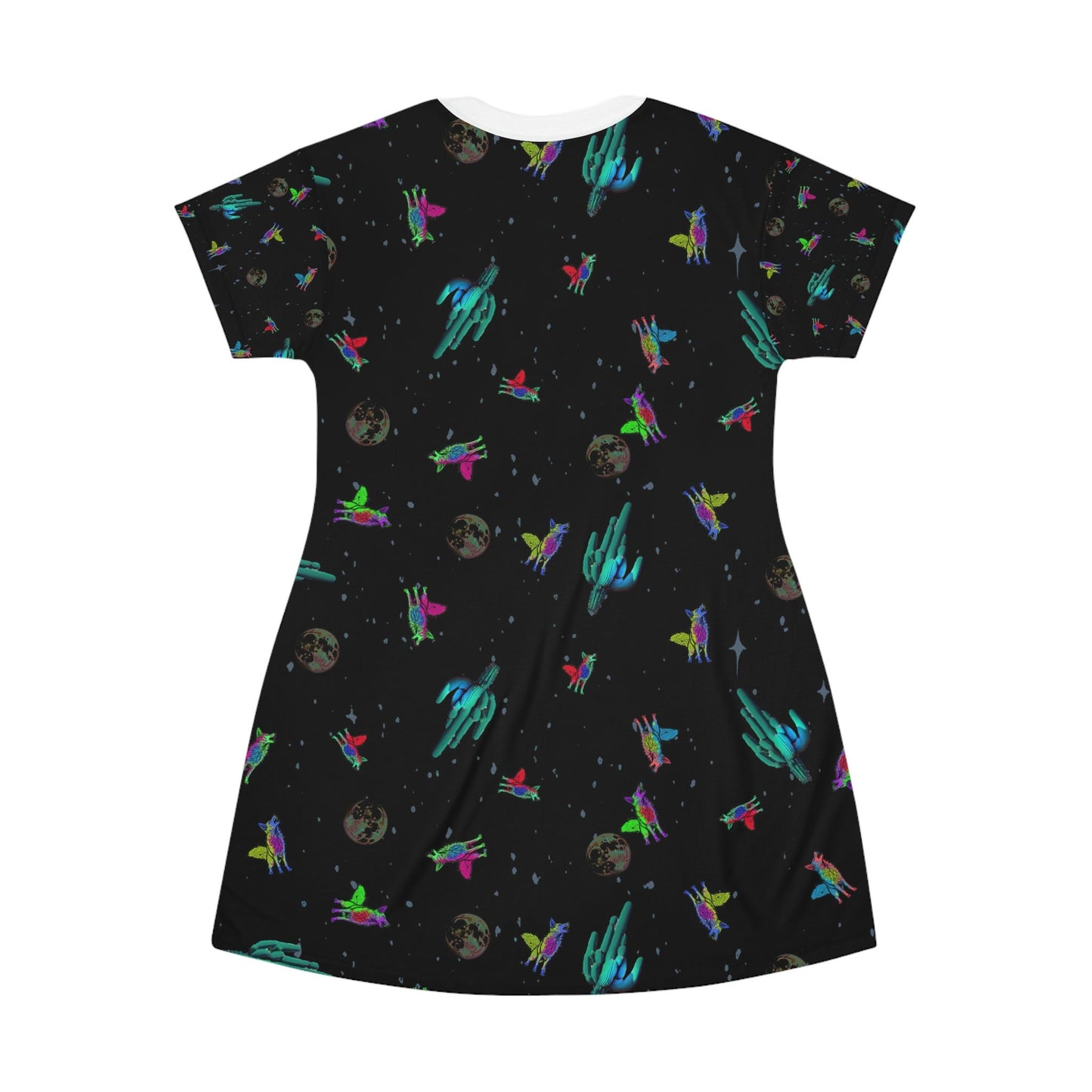 Space Tshirt Dress, Coyote Animal Shirt Dress, Oversized Women Tshirt, Comfy Summer Clothing, Plus Size Dress
