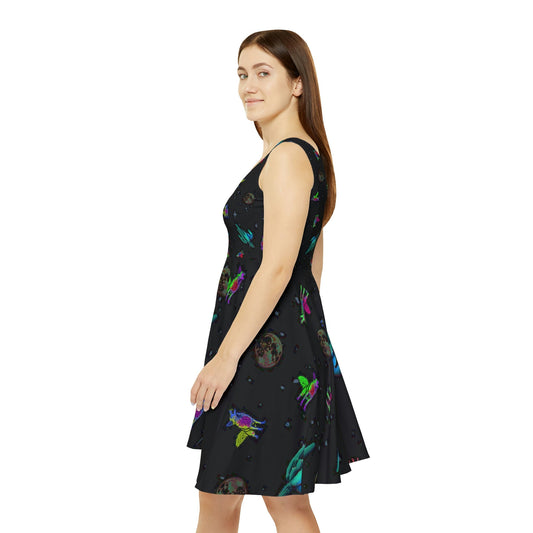 Coyote Skater Dress, Space Print Dress, Cactus Tank Dress, Sleeveless Teen Dress, Colorful Teen Skater Dress for Women