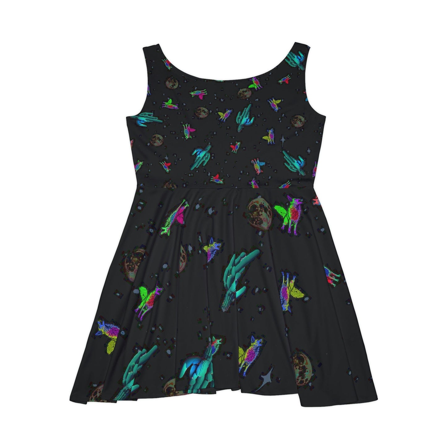Coyote Skater Dress, Space Print Dress, Cactus Tank Dress, Sleeveless Teen Dress, Colorful Teen Skater Dress for Women
