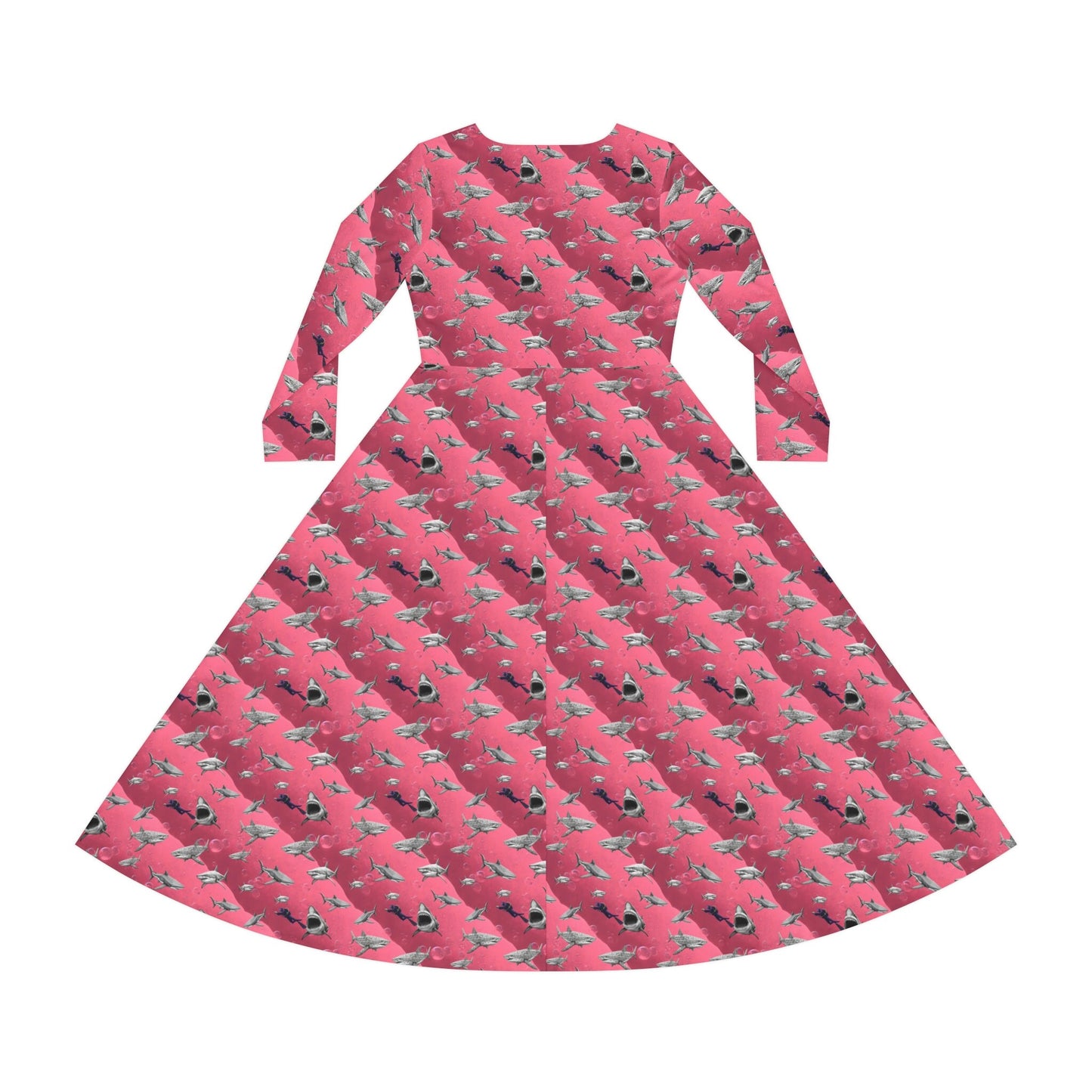 Shark Pink Sea Scuba Women's Long Sleeve Dance Dress