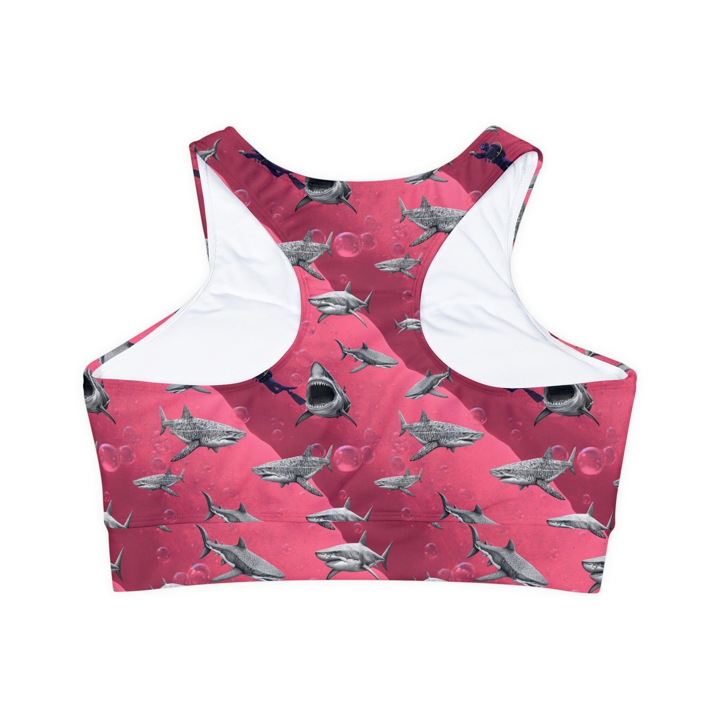 Shark Pink Sea Scuba Fully Lined, Padded Sports Bra
