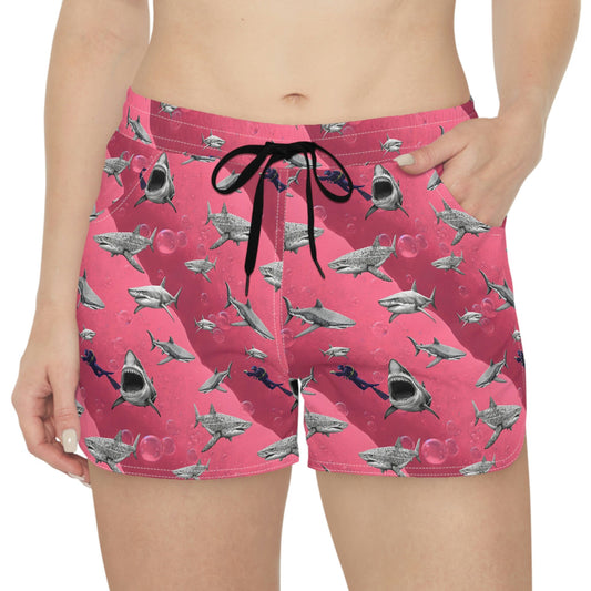 Shark Pink Sea Scuba Women's Casual Shorts