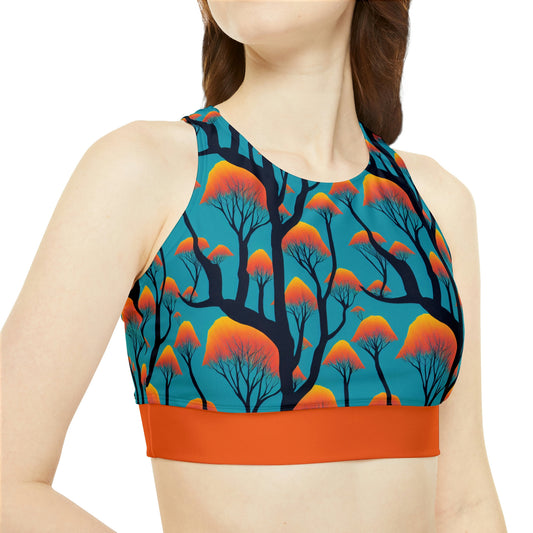 Ape Orange Sports Bikini, Two Piece Bikini Set, Forest Print Sexy Bikini, Sporty Bikini Set, Orange Bikini For Girls