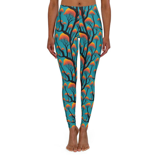 Orange Forest Women's Spandex Leggings, Yoga Leggings, Printed Tree Leggings, Fitness Leggings for Women, Gym Leggings