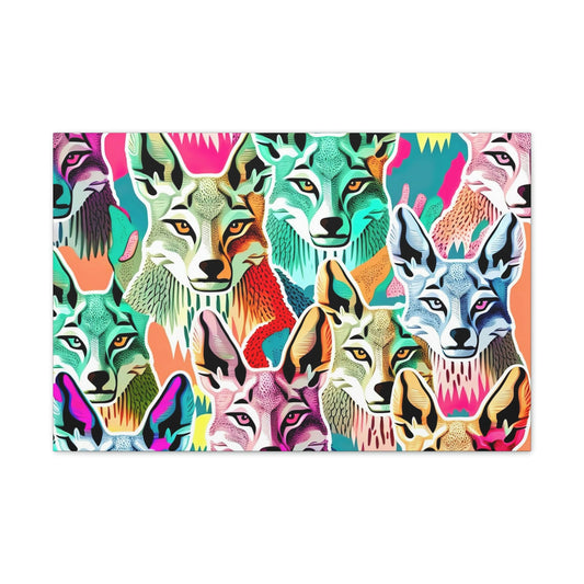 Disco Coyote Wall Art, Ai Coyote Canvas Art, Coyote Wall décor, Living Room Decor, Retro Animal Wall Art, Coyote Lovers Gift