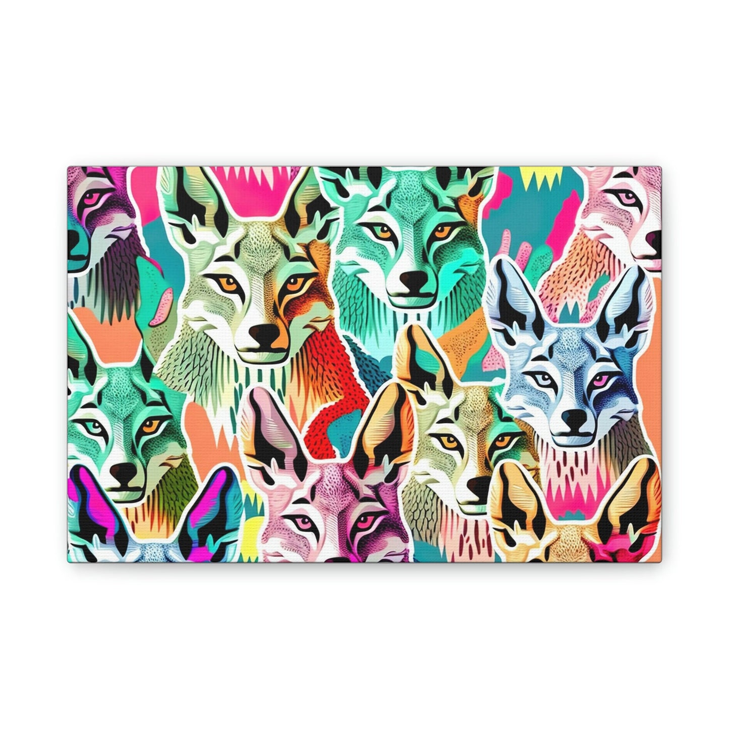 Disco Coyote Wall Art, Ai Coyote Canvas Art, Coyote Wall décor, Living Room Decor, Retro Animal Wall Art, Coyote Lovers Gift