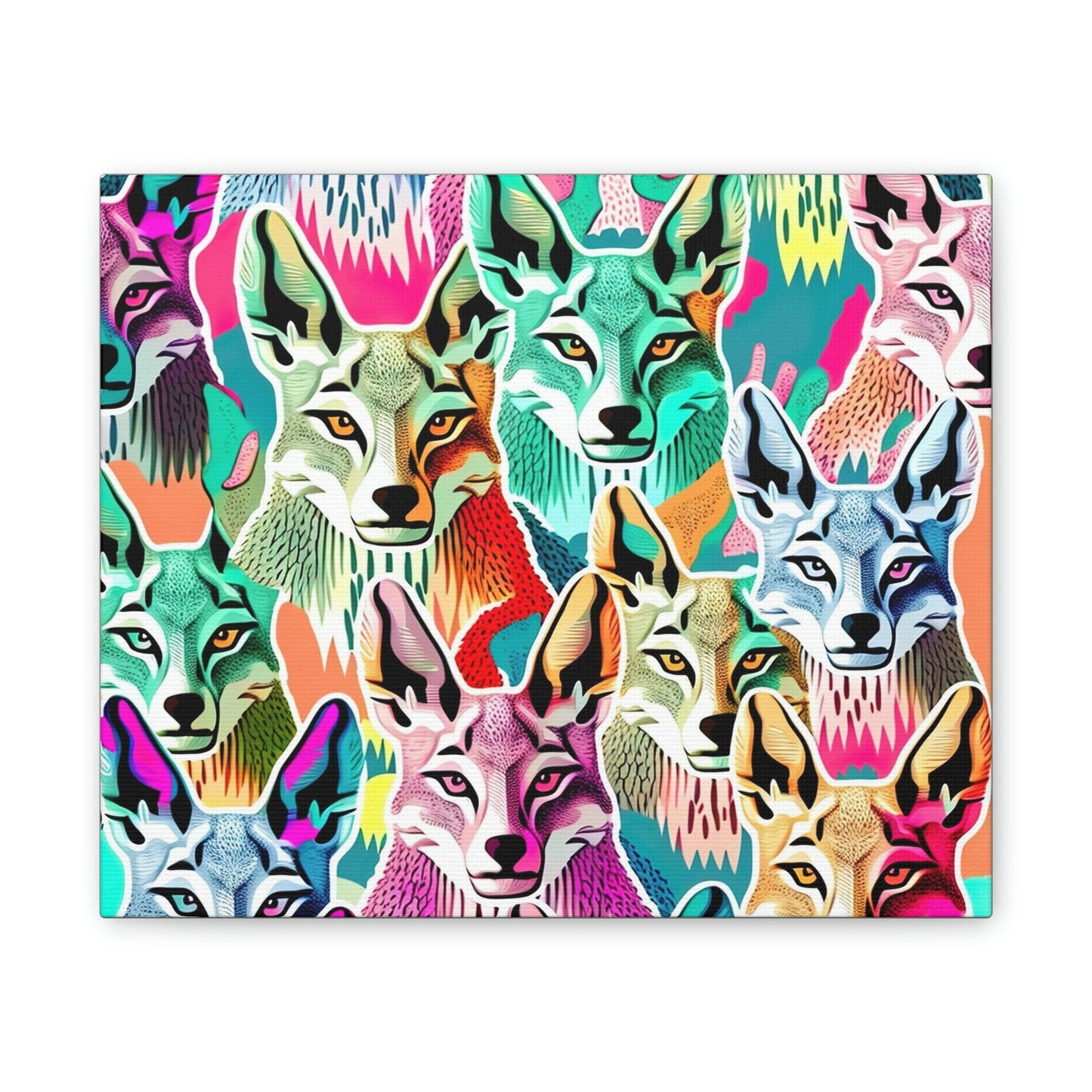 Disco Coyote Wall Art, Ai Coyote Canvas Art, Coyote Wall décor, Living Room Decor, Retro Animal Wall Art, Coyote Lovers Gift