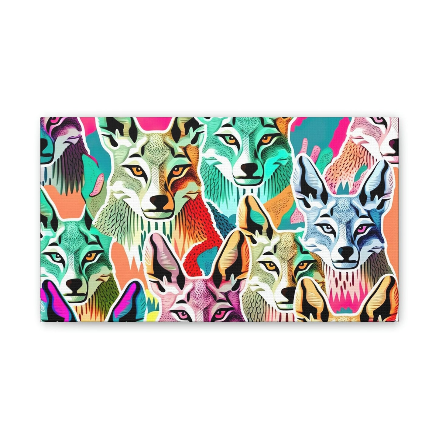 Disco Coyote Wall Art, Ai Coyote Canvas Art, Coyote Wall décor, Living Room Decor, Retro Animal Wall Art, Coyote Lovers Gift