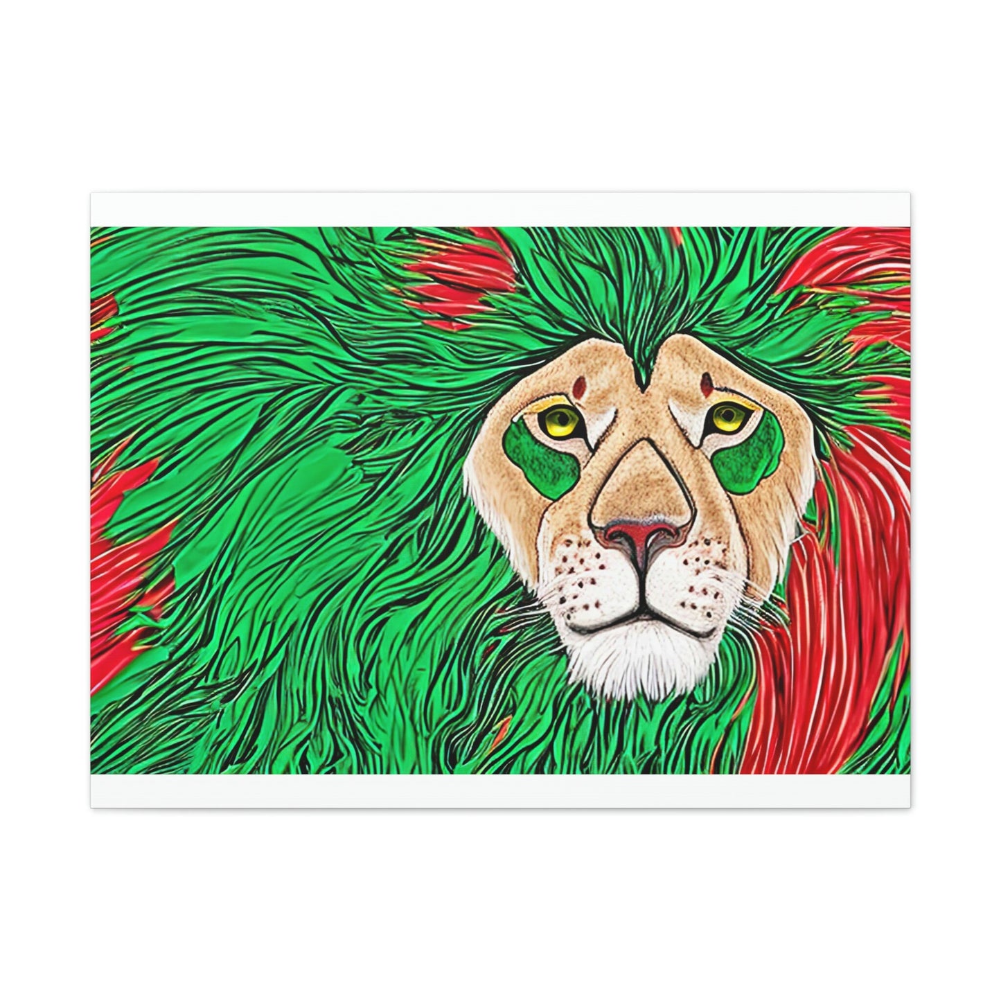 Green Lion Canvas Wall Art, Wall Decor, Abstract Lion Canvas Print, Living Room Lion Art, animal kingdom Canvas print, ready to hang decor