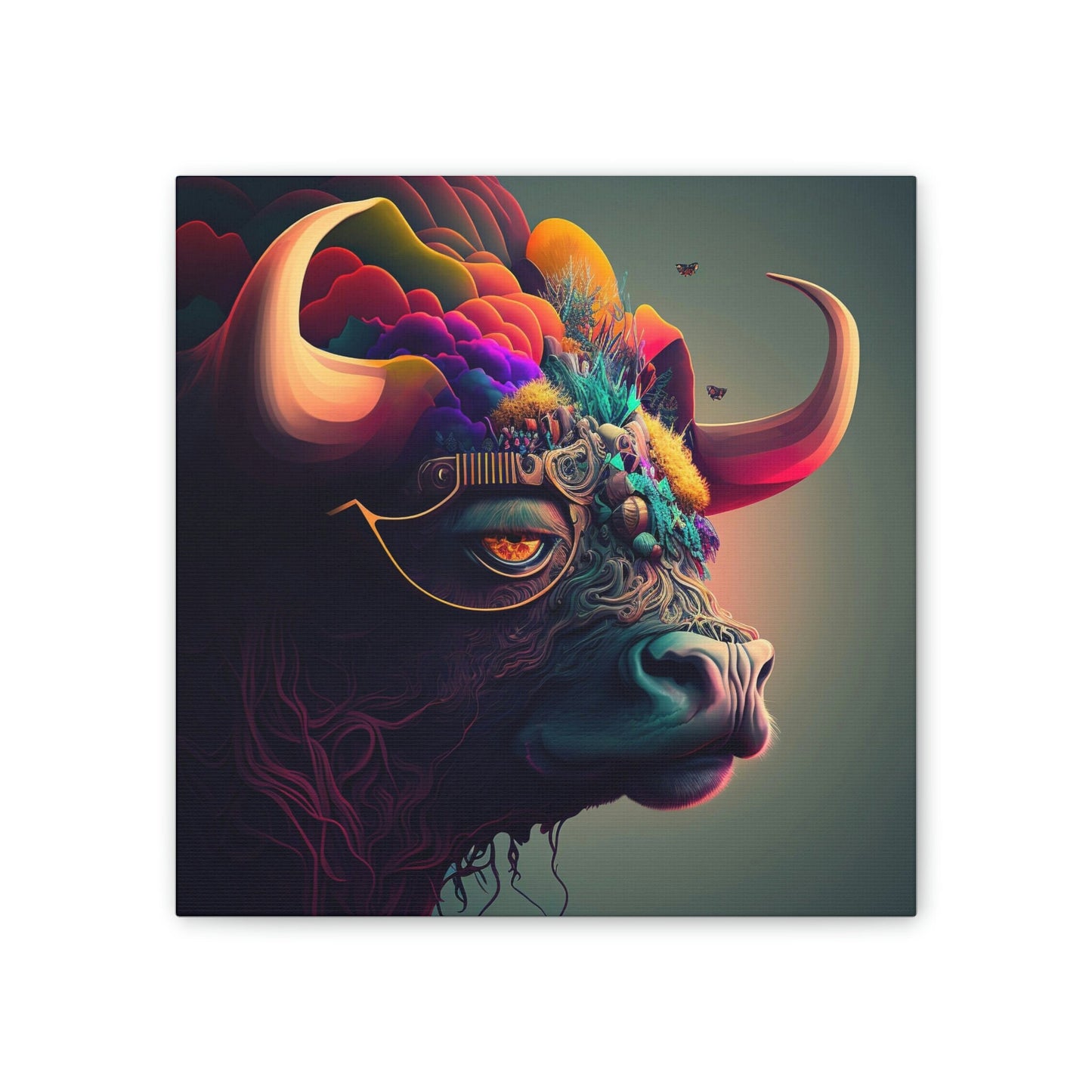 Mother Bison Print Art, Buffalo Wall Art, Bison Illustration Art Print, Ai Bison Painting for Home Decor, Animal Lover Gift