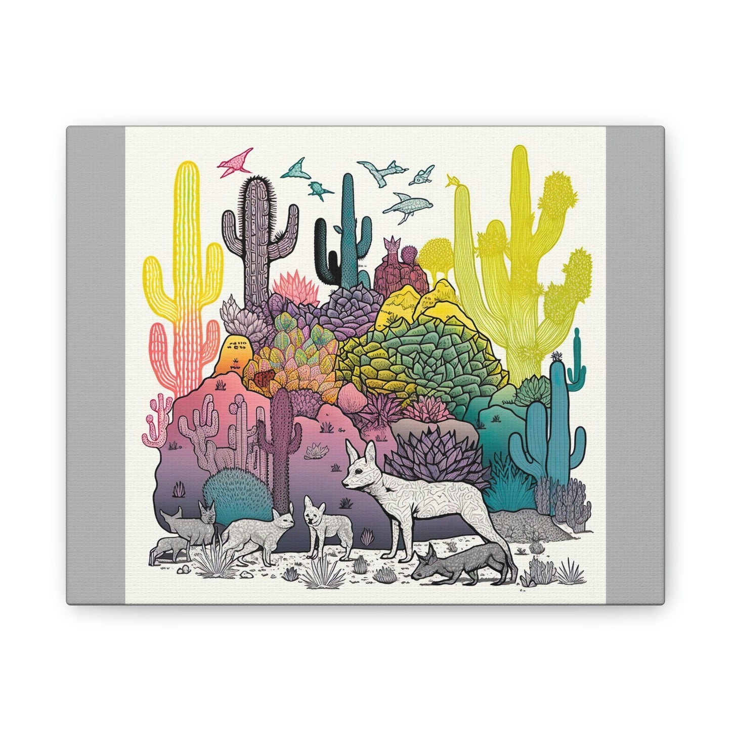 Coyote Art Print, Cactus Art Print, Nature Wall Art, Wildlife Art, Animal Wall Decor, Gallery Wall Prints, Animal Lover Gift