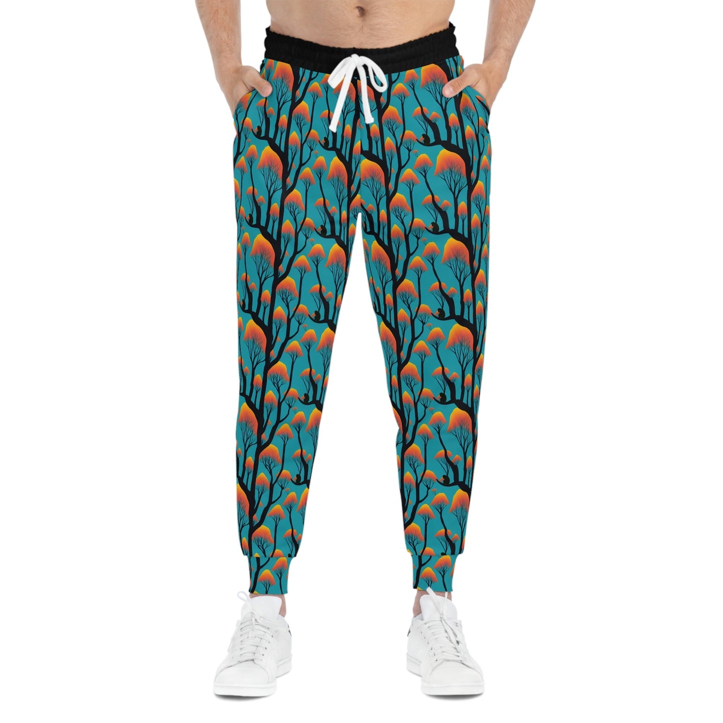 Orange Forest Ape Mens Joggers, Animal Clothing High Waisted Joggers, Ape Clothing Graphic Joggers, Streetwear Pants