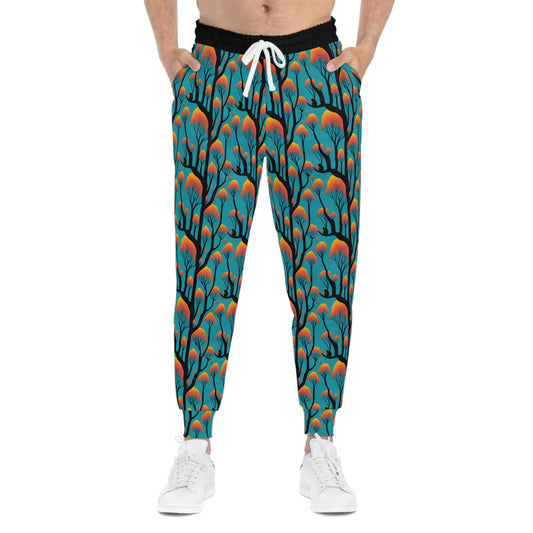 Orange Forest Ape Mens Joggers, Animal Clothing High Waisted Joggers, Ape Clothing Graphic Joggers, Streetwear Pants
