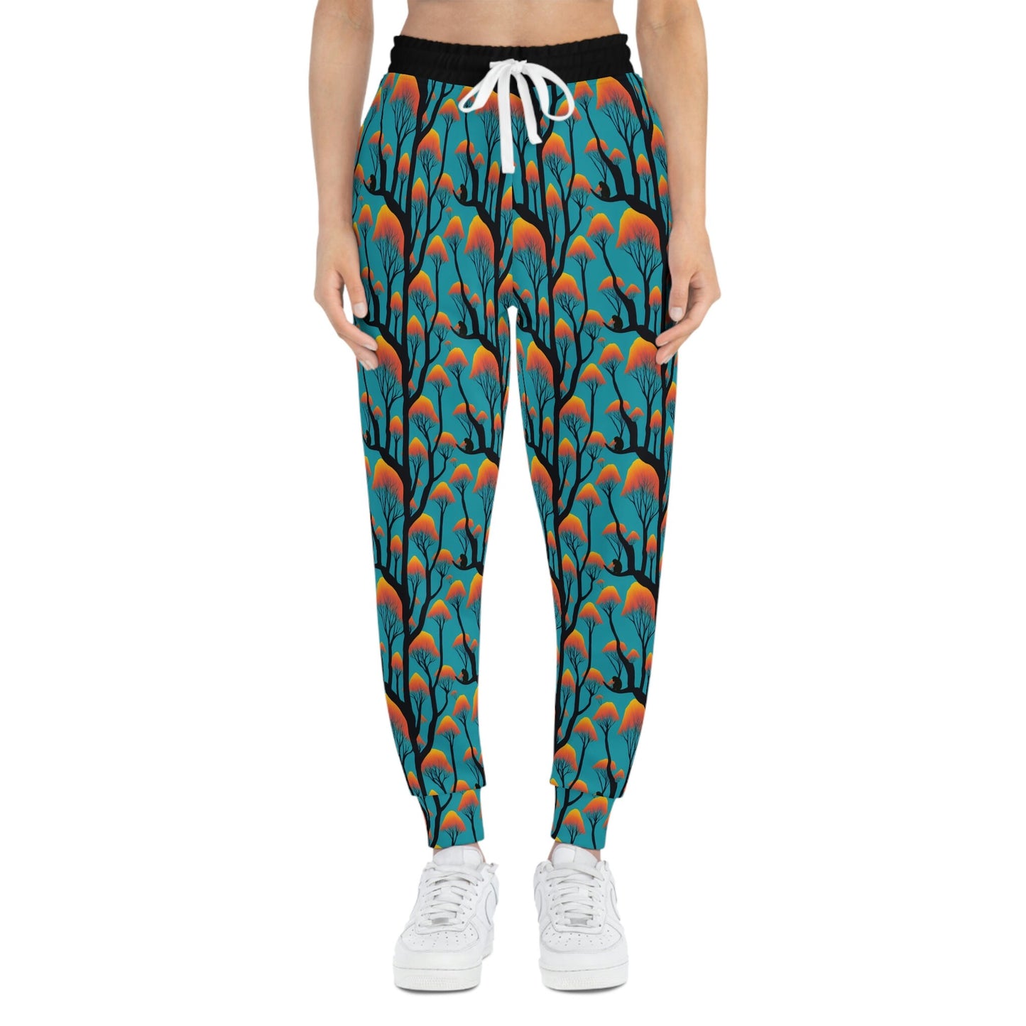 Orange Forest Ape Mens Joggers, Animal Clothing High Waisted Joggers, Ape Clothing Graphic Joggers, Streetwear Pants