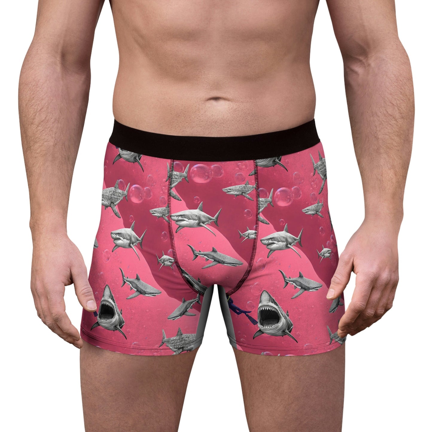 Shark Pink Sea Scuba Men's Boxer Briefs