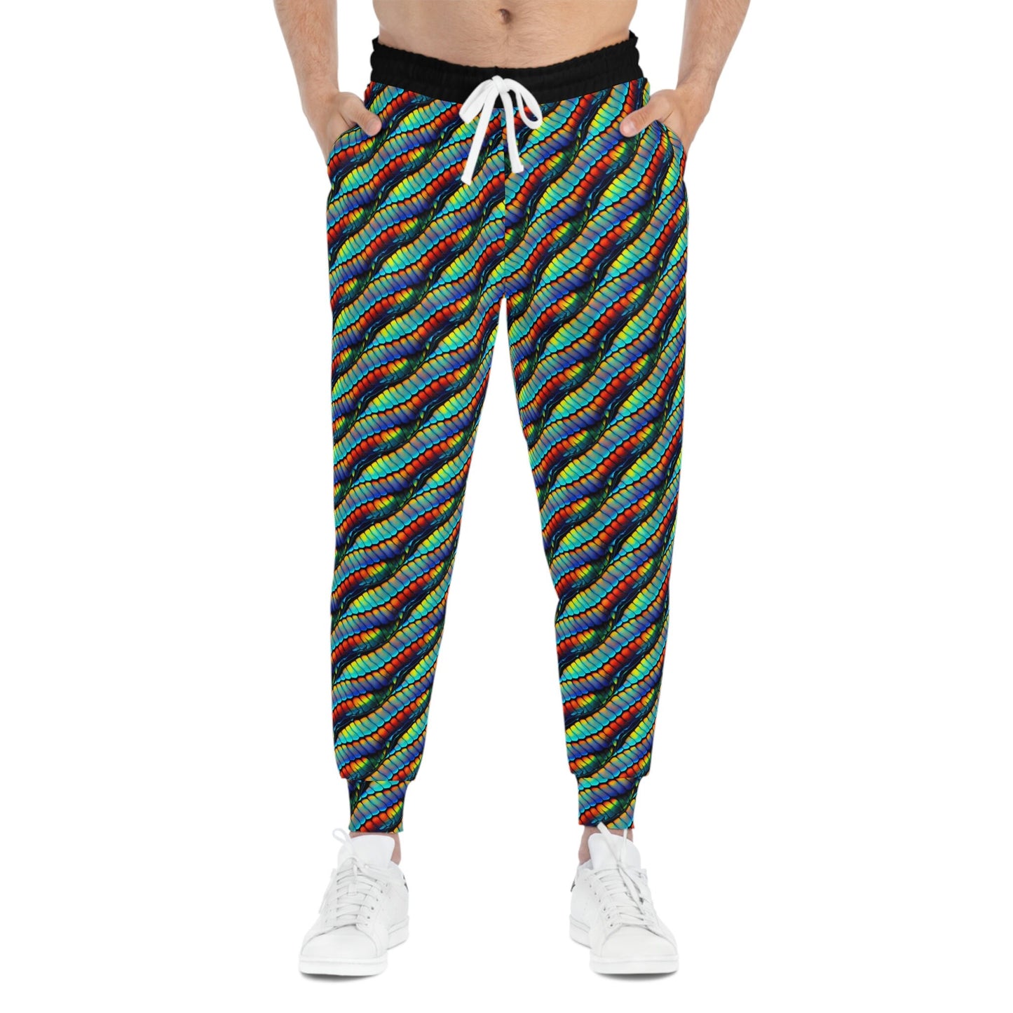 Rainbow Scales Mens Joggers, Athletic Clothing High Waisted Joggers, Colorful Clothing Mens Yoga Pants, Mens Streetwear Pants