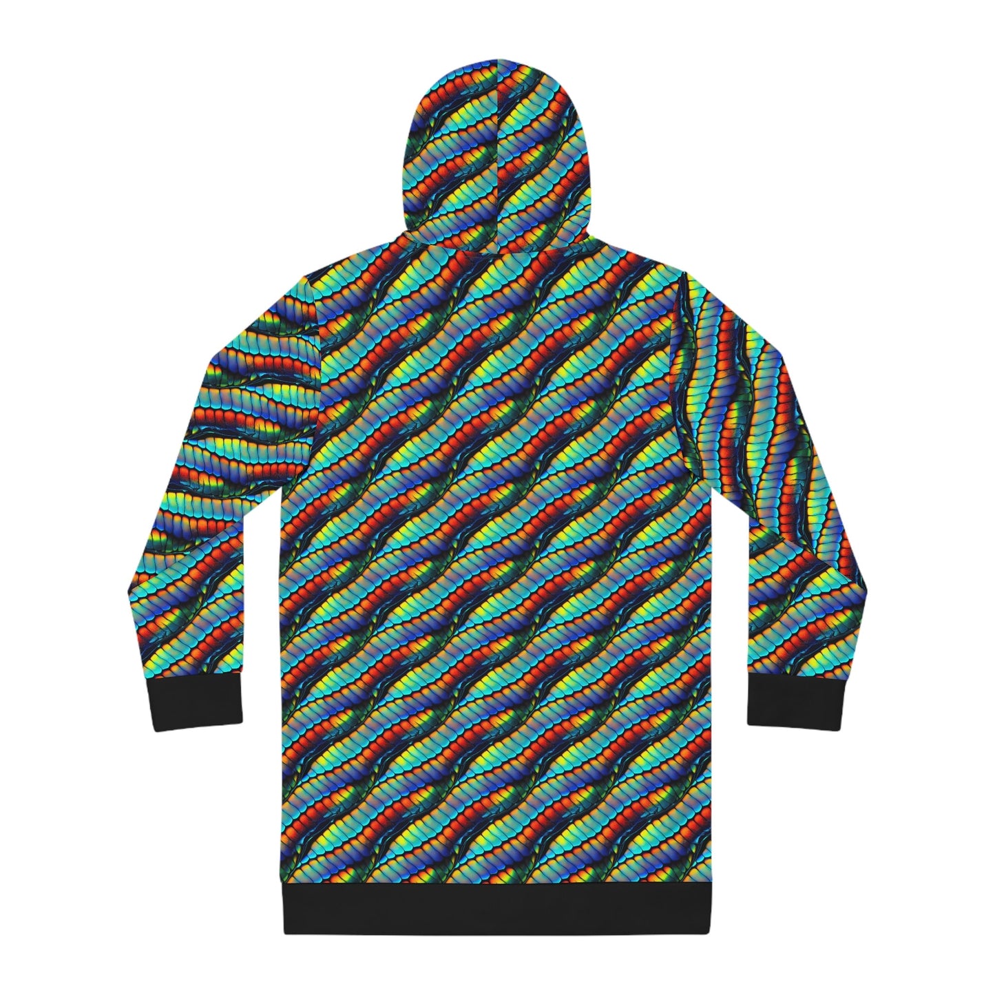 Colorful Rainbow Hoodie Dress, Long Sleeve Streetwear Hoodie Dress, Oversized Womens Hoodie, Winter Rainbow Dress