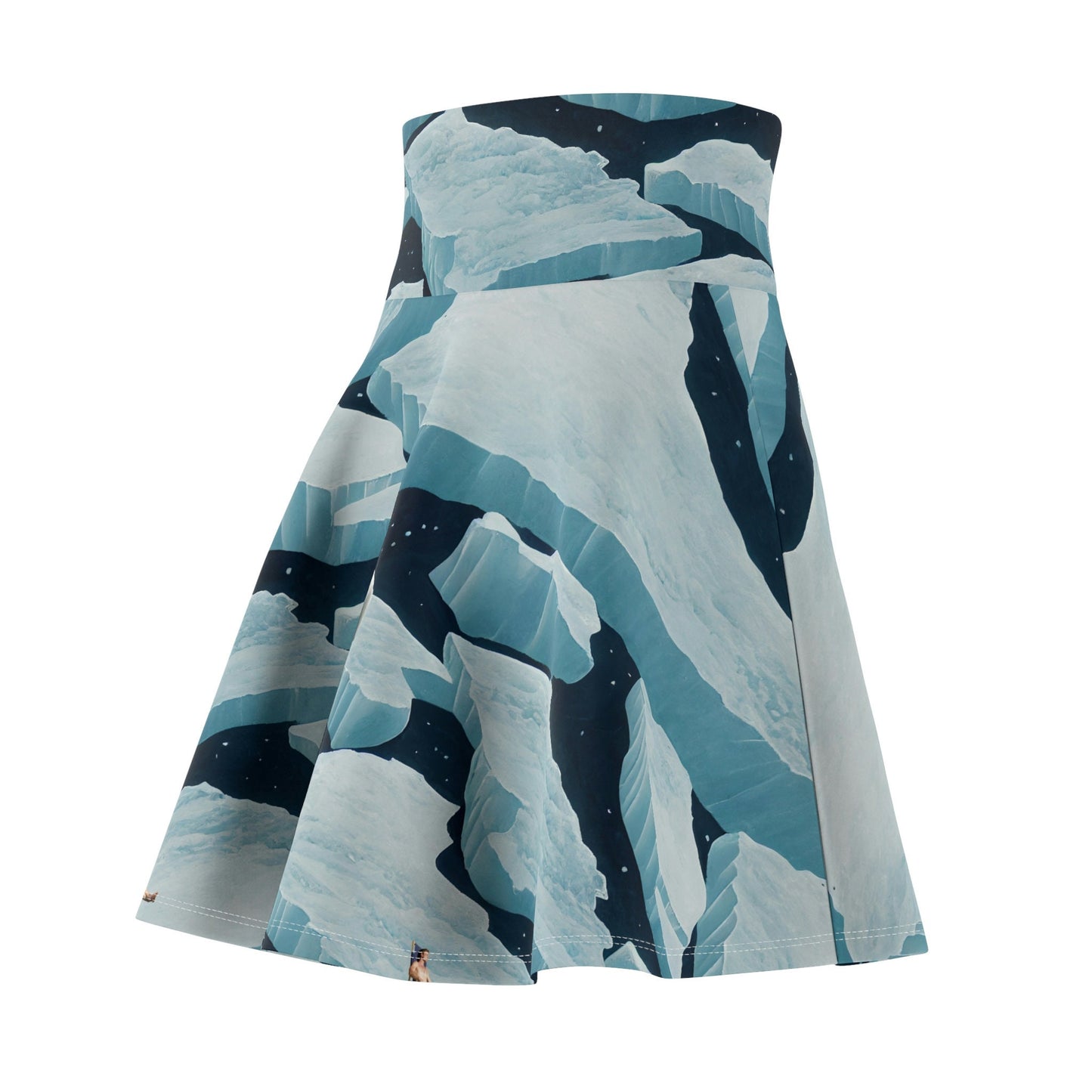 Polar Bear Skater Skirt, Iceberg Women's Skirt, Handmade Skirt, Animal Print Spandex Skirt, High Waist Skirt, Colorful Apparel