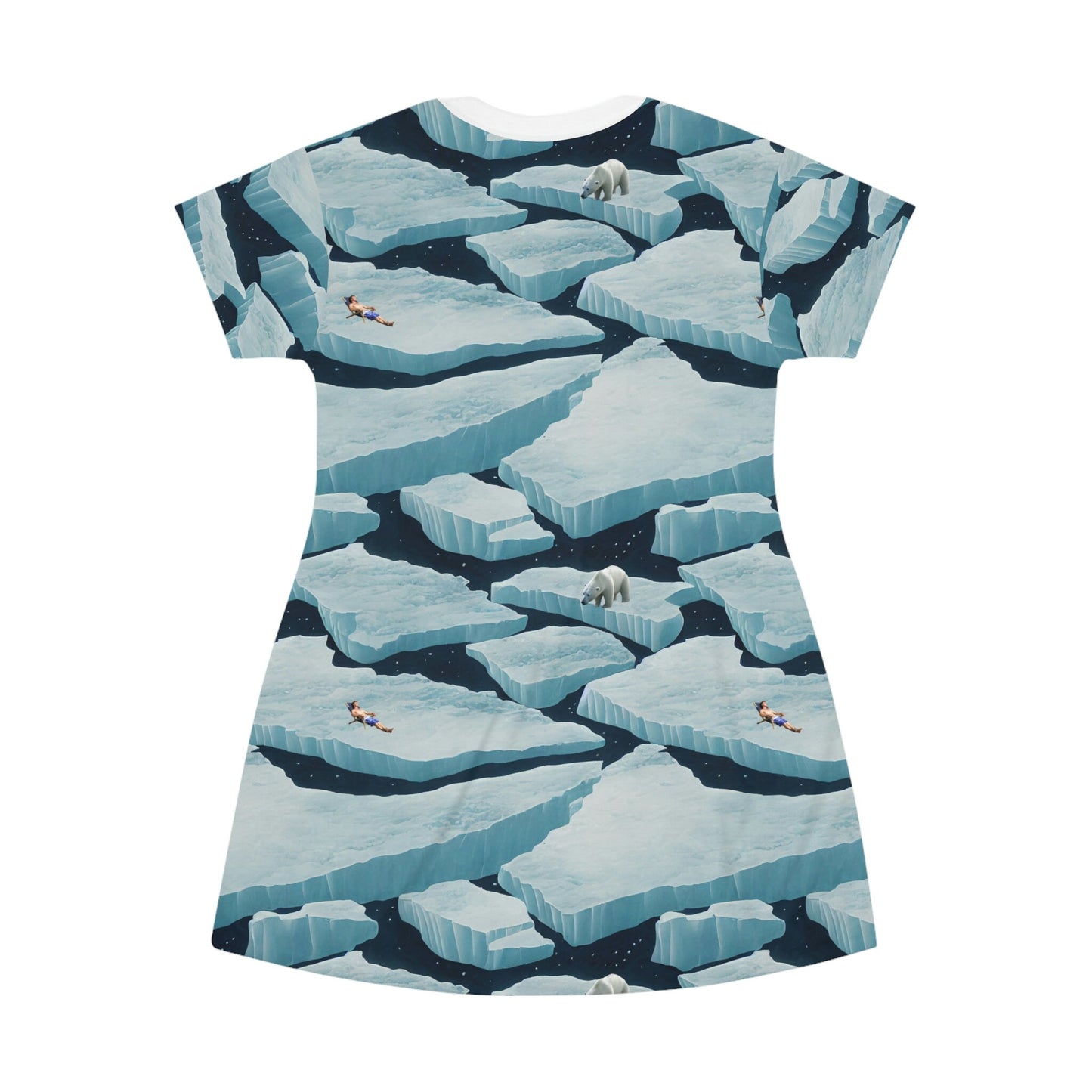 Polar Bear Shirt Dress, Iceberg Women Tshirt Dress, Oversized Aesthetic Clothing, Plus Size Comfy Shirt Summer Dress
