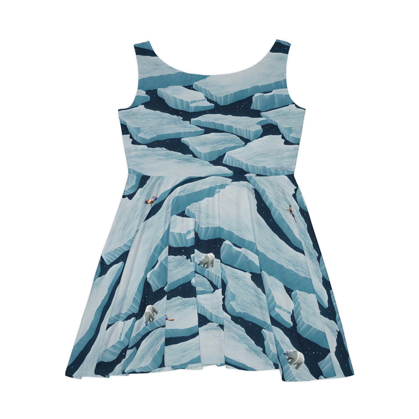 Polar Bear Skater Dress, Iceberg Print Dress, Yeti Tank Dress, Colorful Teen Skater Dress for Women, Sleeveless Bear Dress