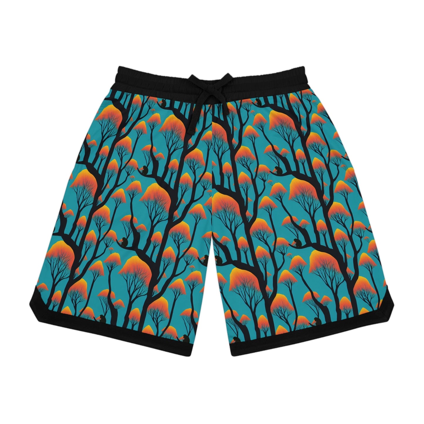Orange Forest Ape Basketball Shorts, Nature Clothing High Waisted Shorts, Streetwear Graphic Shorts, Athletic Shorts