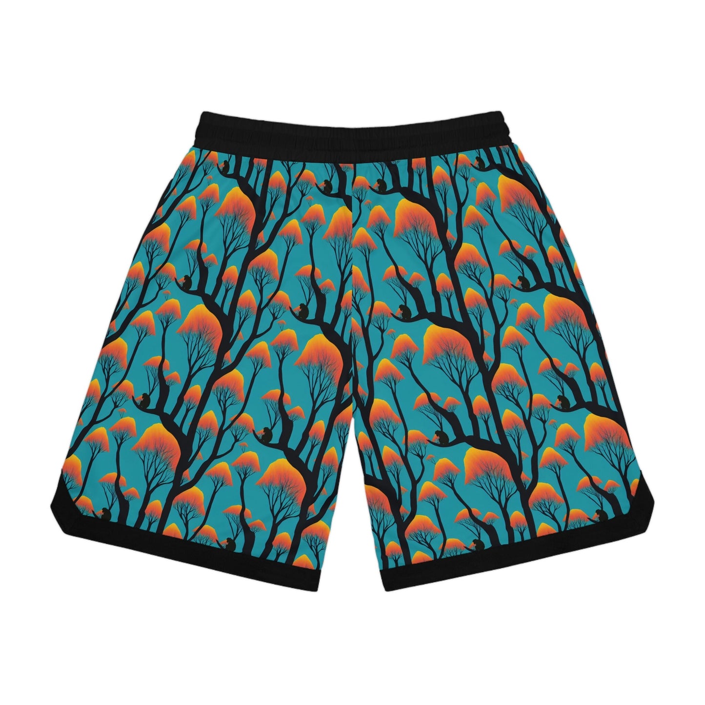 Orange Forest Ape Basketball Shorts, Nature Clothing High Waisted Shorts, Streetwear Graphic Shorts, Athletic Shorts