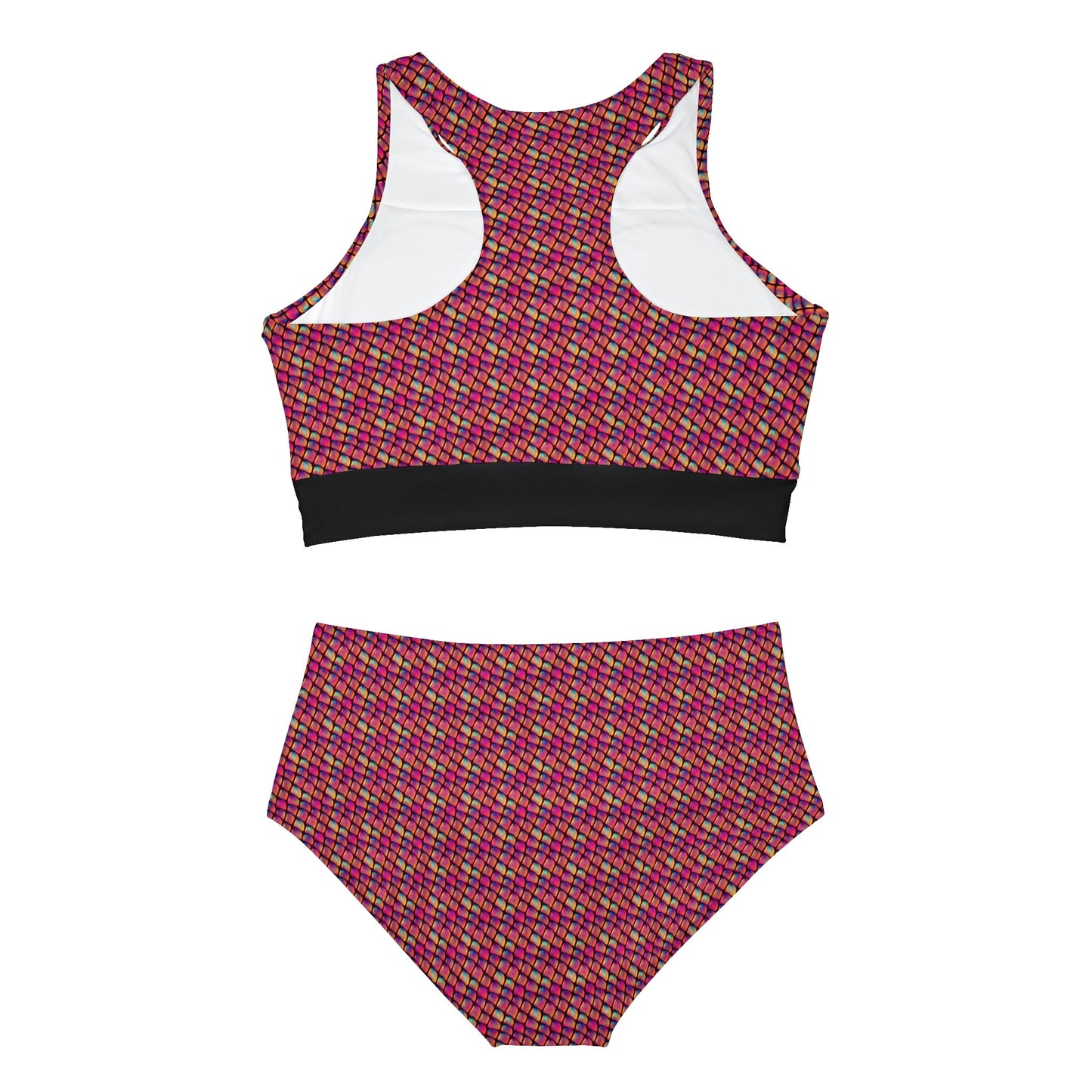 Pink Scales Sports Bikini, Colorful High Waisted Bikini, Sporty Bikini String Bikini Set, Handmade Bikini for Girls