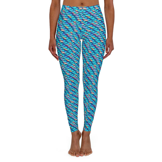 Iridescent Scales Spandex Leggings, Workout Yoga Leggings, Fitness Leggings, Gym Leggings, Plus Size Leggings