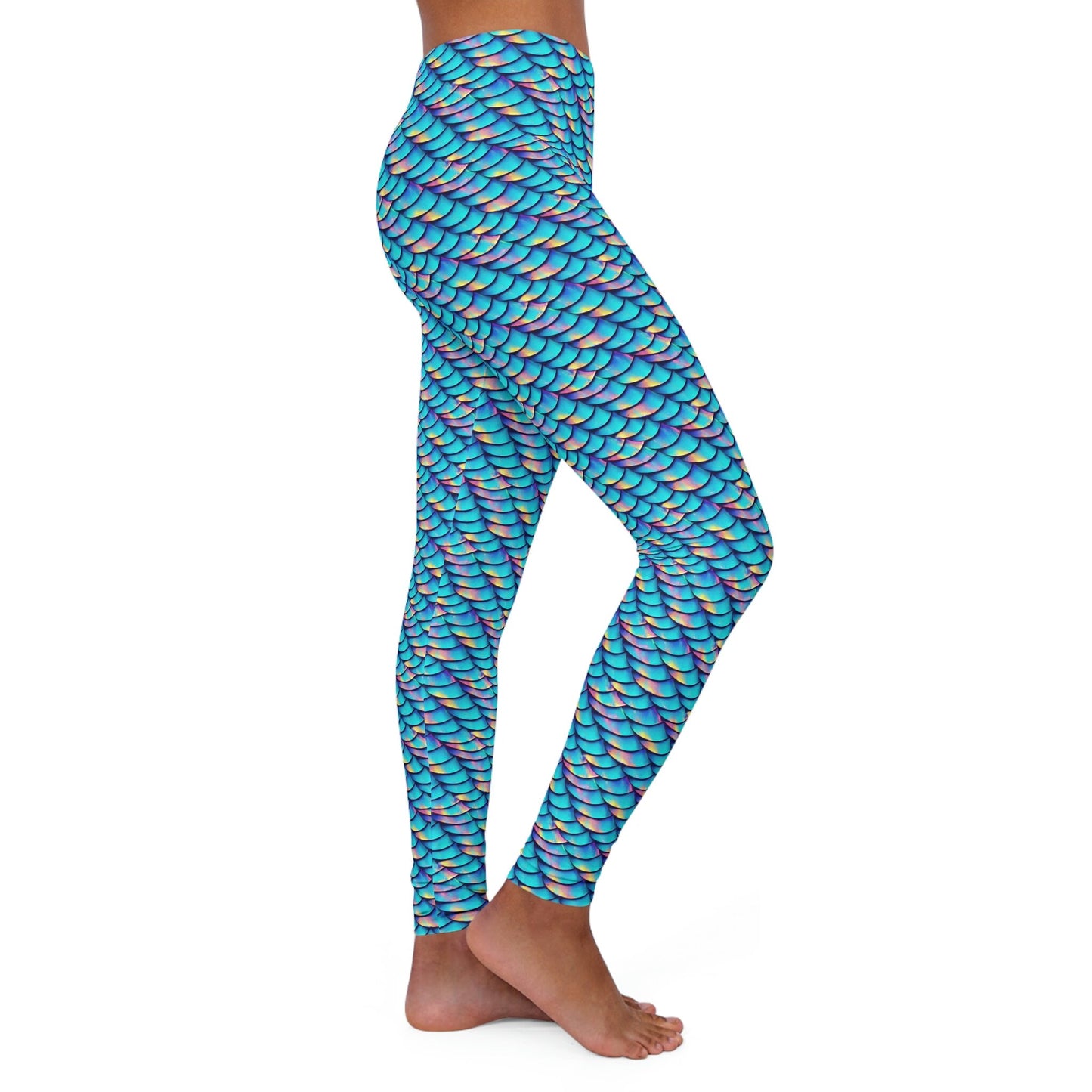 Iridescent Scales Spandex Leggings, Workout Yoga Leggings, Fitness Leggings, Gym Leggings, Plus Size Leggings