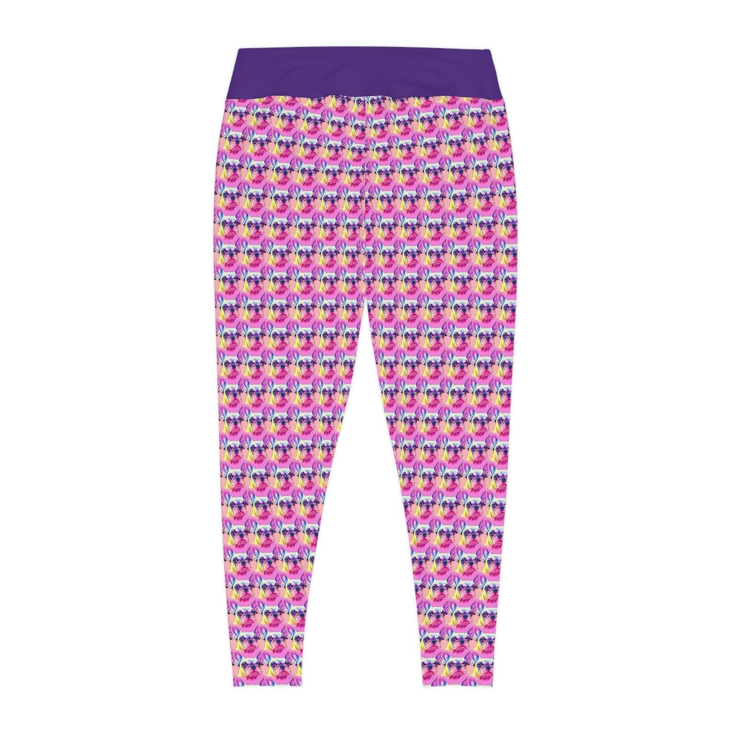 French Bulldog Plus Size Leggings, Workout Yoga Leggings, High Waist Purple Leggings, Fitness Leggings, Animal Leggings