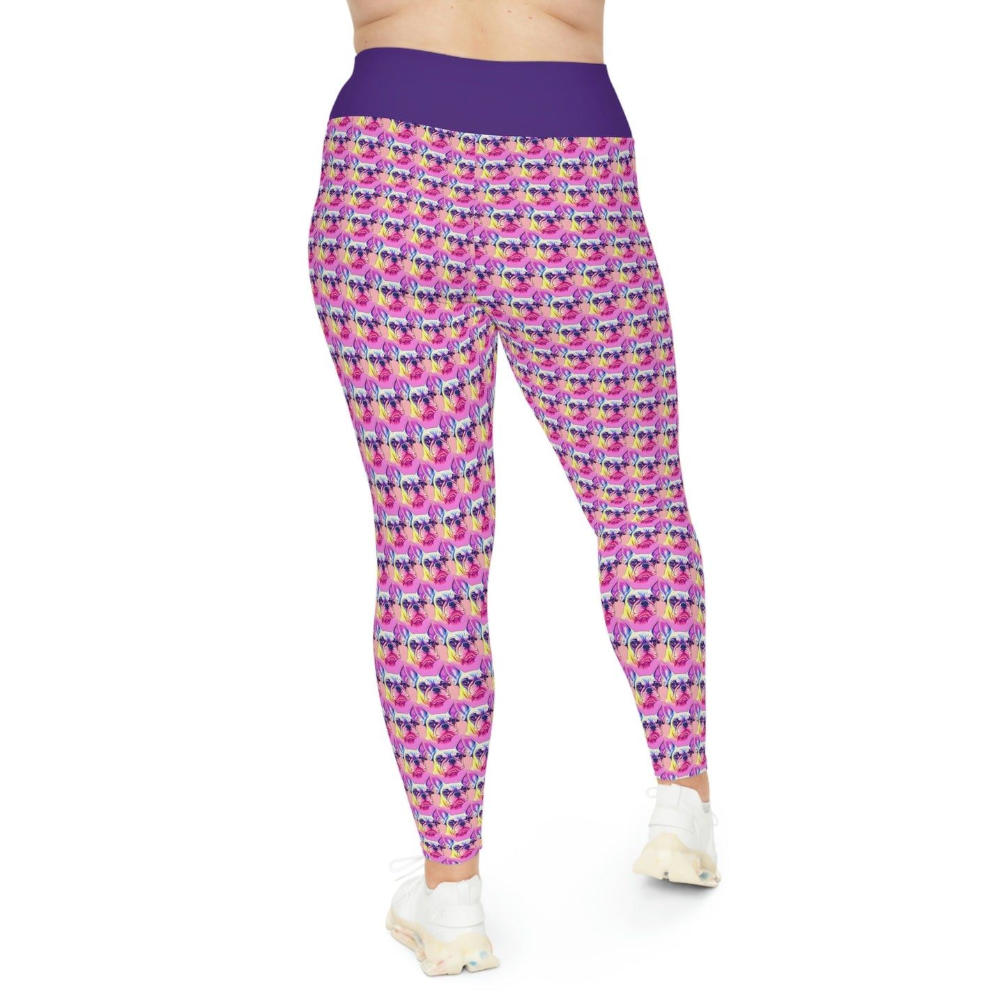 French Bulldog Plus Size Leggings, Workout Yoga Leggings, High Waist Purple Leggings, Fitness Leggings, Animal Leggings