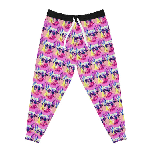 Pink French Bulldog Mens Joggers, Animal Clothing High Waisted Joggers, Athletic Clothing Mens Yoga Pants, Mens Fashion Streetwear Pants