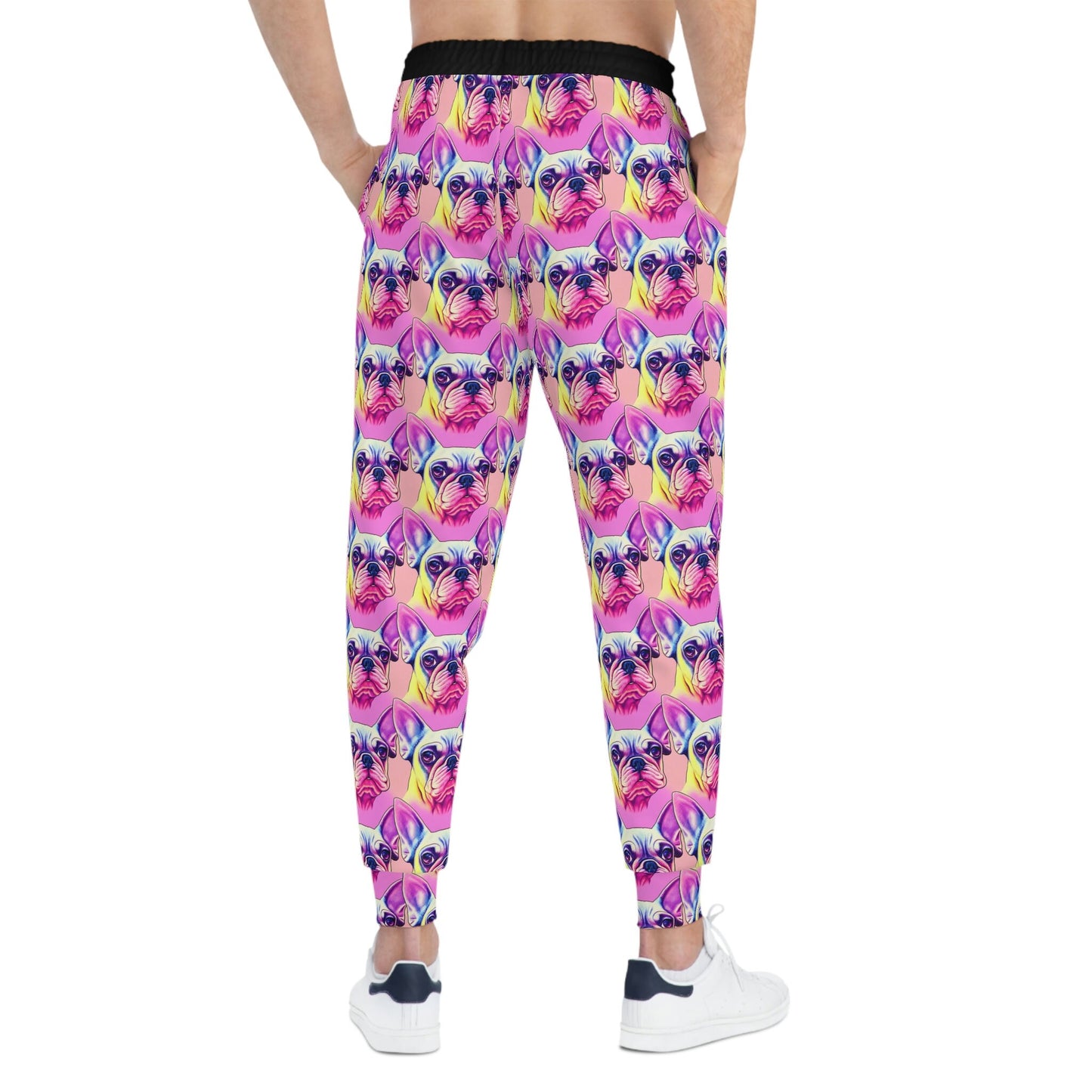 Pink French Bulldog Mens Joggers, Animal Clothing High Waisted Joggers, Athletic Clothing Mens Yoga Pants, Mens Fashion Streetwear Pants