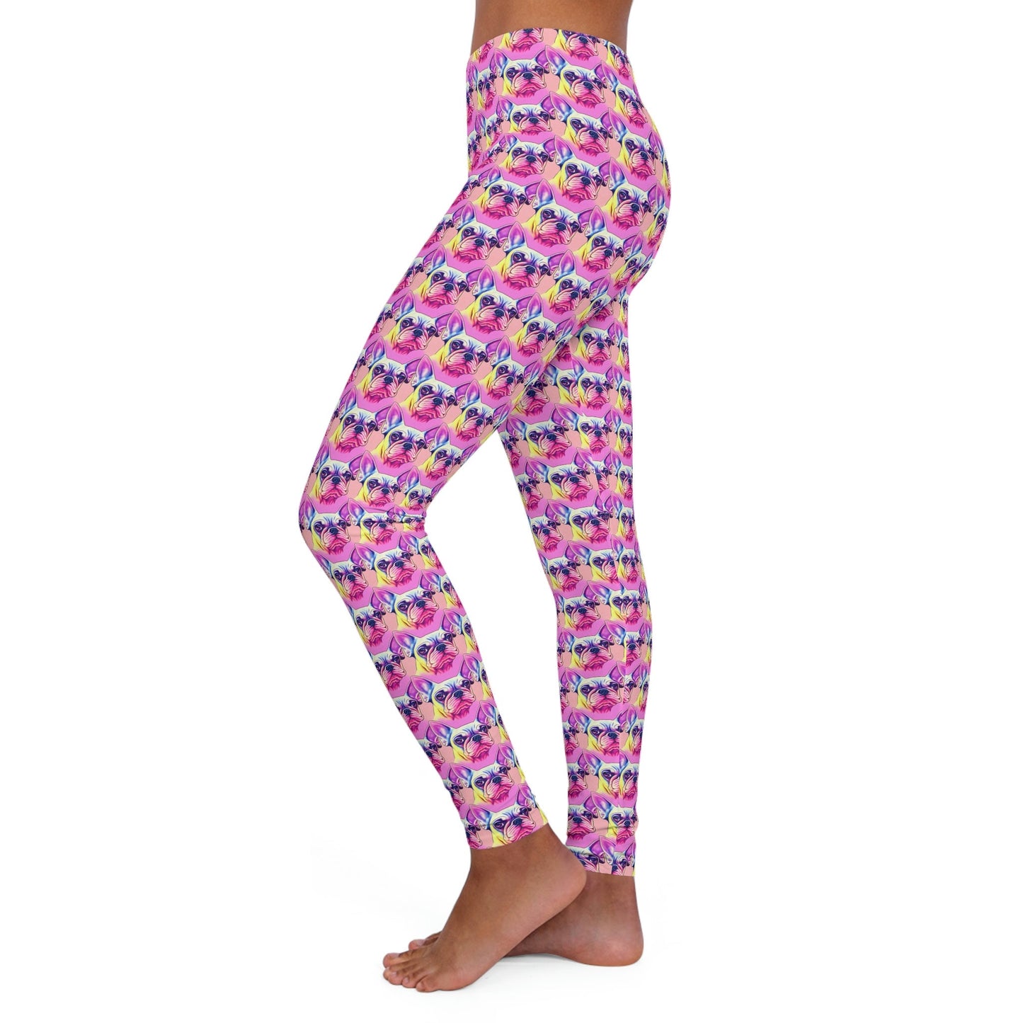 French Bulldog Pattern Spandex Leggings, Workout Yoga Leggings, Stretchy Fabric Fitness Leggings, Animal Leggings
