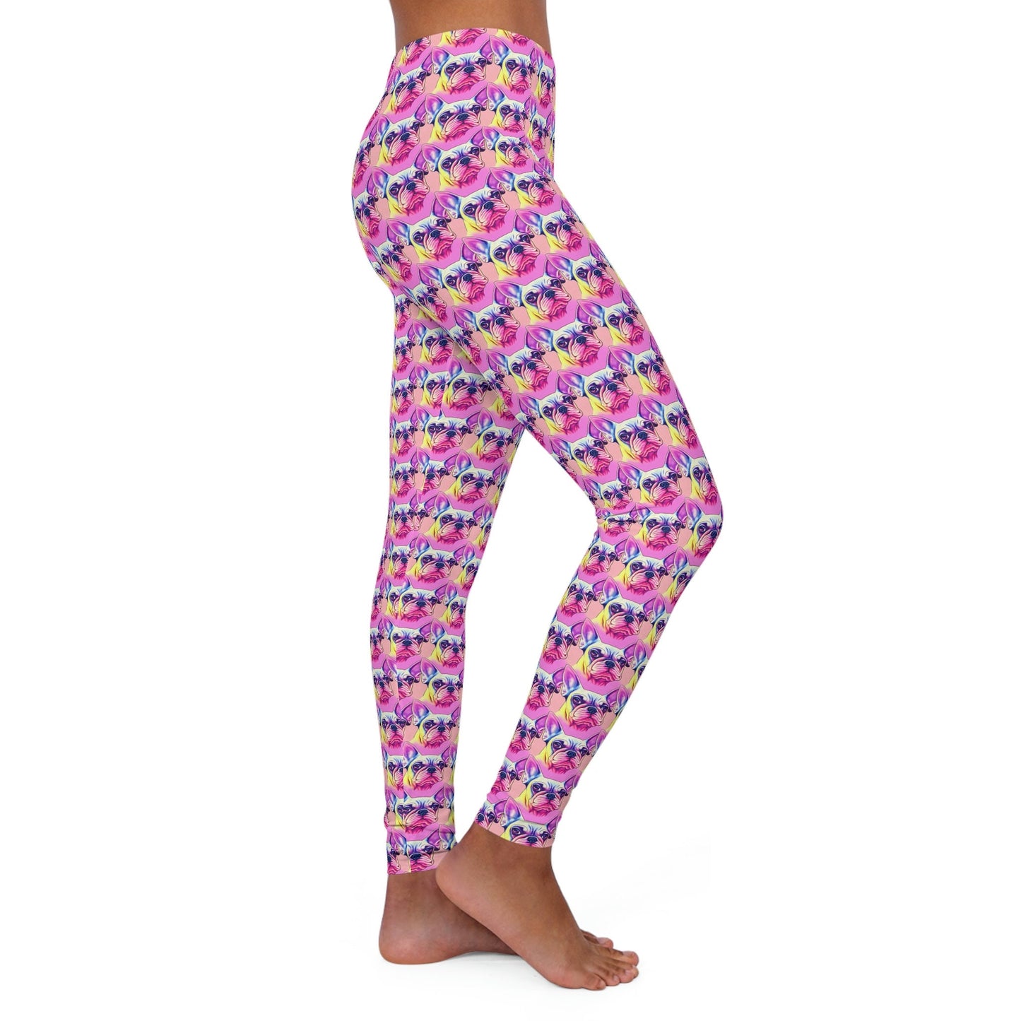 French Bulldog Pattern Spandex Leggings, Workout Yoga Leggings, Stretchy Fabric Fitness Leggings, Animal Leggings